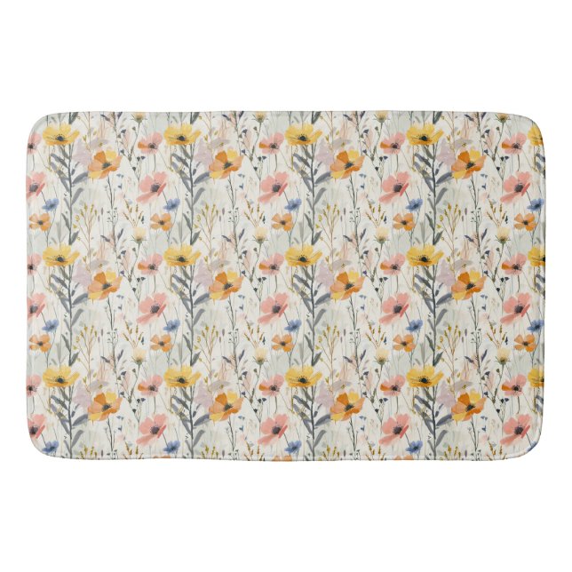 Tapis De Bain Motif Fleurs de prairie Gouache (Devant)