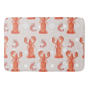 Tapis De Bain Motif flocon de neige aquarelle crustacé homard