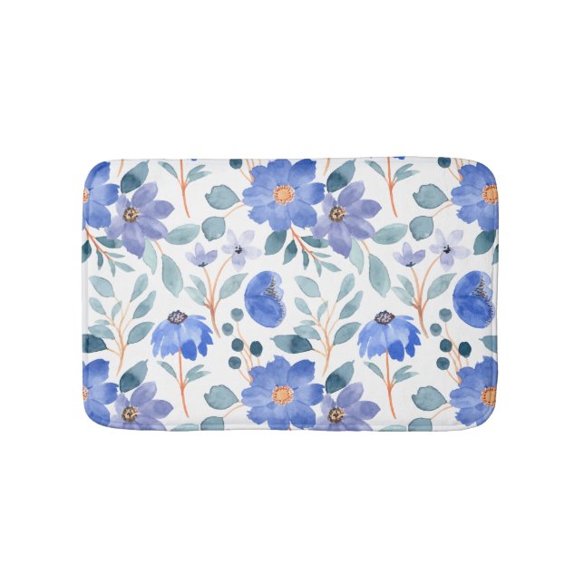 Tapis De Bain Motif floral bleu bébé (Devant)