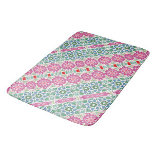 Tapis De Bain Motif floral bohème Mosaïque aquarelle