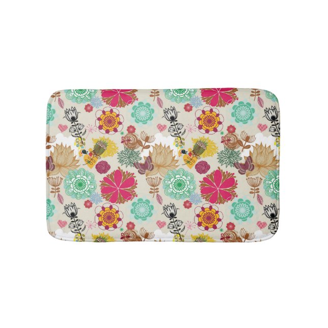 Tapis De Bain Motif floral dans le rétro style (Devant)