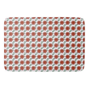 Tapis De Bain Motif floral de corail élégant Fleurs rouges vin