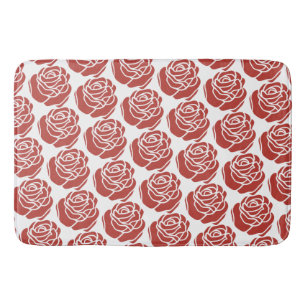Tapis De Bain Motif floral de roses rouges stylisées