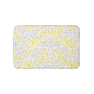 Tapis De Bain Motif floral gris jaune de damassé