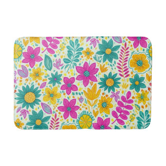 Tapis De Bain Motif floral rétro Fleur de marguerite colorée et