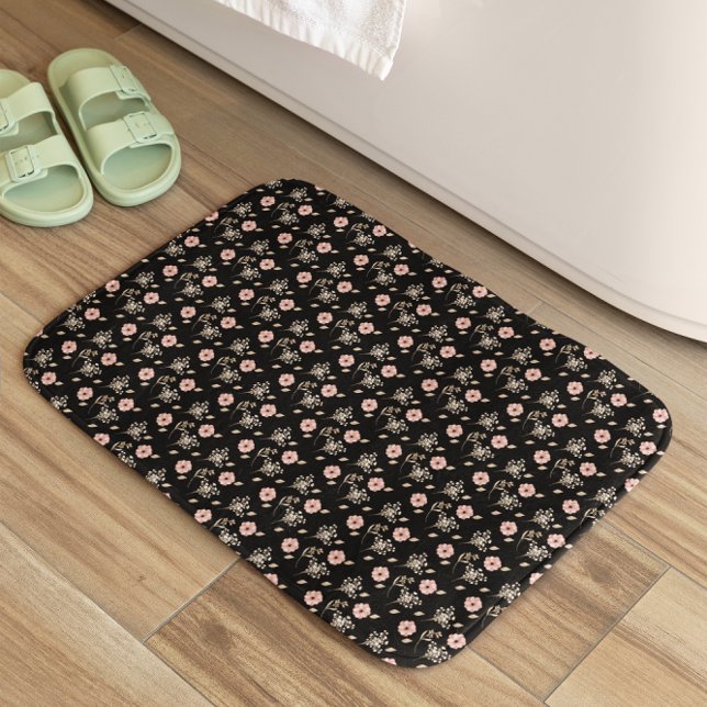 Tapis De Bain Motif floral rose et floral noir (Créateur téléchargé)