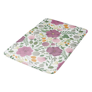Tapis De Bain Motif Floral tendance rose jaune pourpre vert