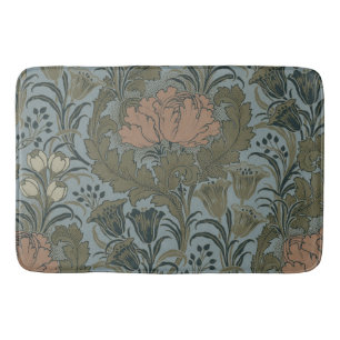 Tapis De Bain Motif floral victorien antique terre cuite sauge