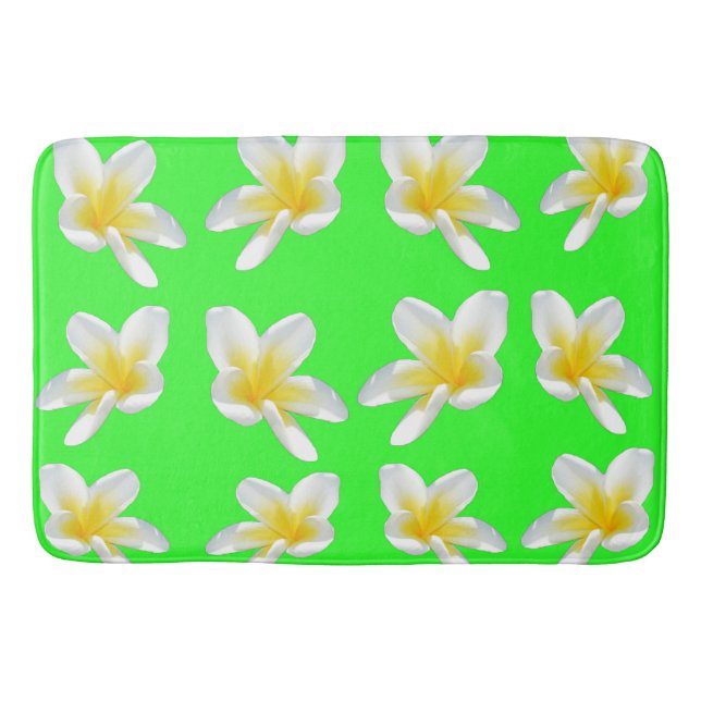 Tapis De Bain Motif Frangipani Vert Et Jaune, (Devant)
