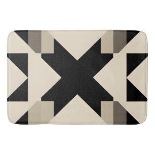 Tapis De Bain Motif géométrique abstrait avec noir contrasté
