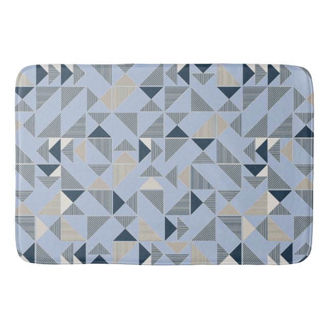 Tapis De Bain Motif géométrique abstrait bleu gris (Devant)