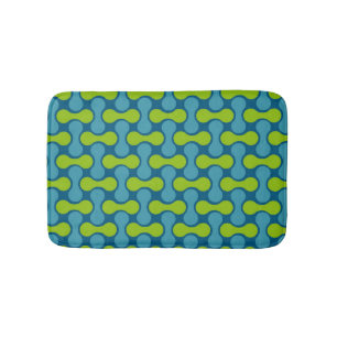 Tapis De Bain Motif géométrique Abstrait rétro en bleu et vert