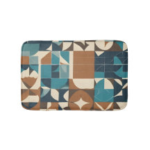 Motif géométrique bleu foncé, sarcelle, marron et