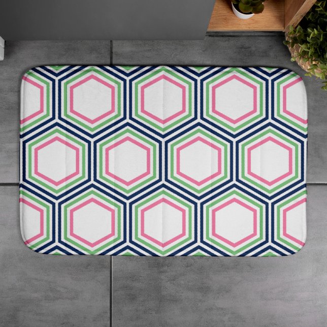Tapis De Bain Motif géométrique bleu rose pâle (Créateur téléchargé)