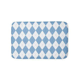Tapis De Bain Motif géométrique diamant bleu et blanc