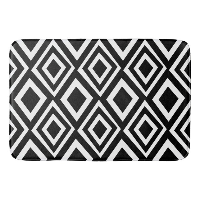 Tapis De Bain Motif géométrique Diamant noir et blanc (Devant)