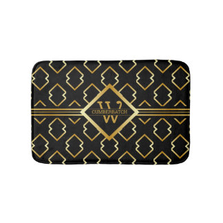 Tapis De Bain MOTIF géométrique en or FAUX avec Monogramme sur N