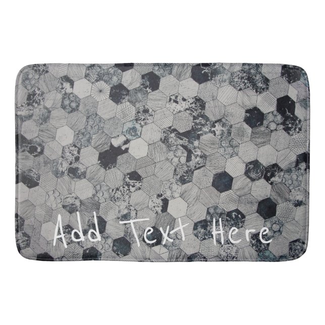 Tapis De Bain Motif géométrique gris, blanc et noir (Devant)