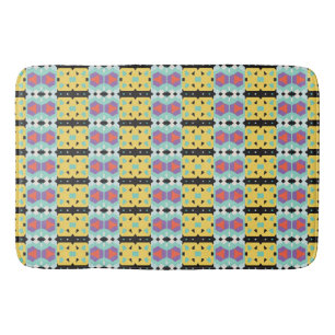 Tapis De Bain Motif géométrique jaune pourpre bleu