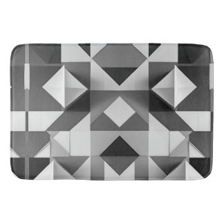 Tapis De Bain Motif géométrique minimaliste moderne noir, blanc
