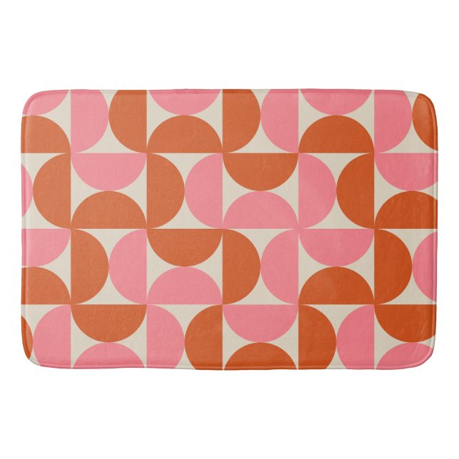 Tapis De Bain Motif géométrique moderne du milieu du siècle rose (Devant)