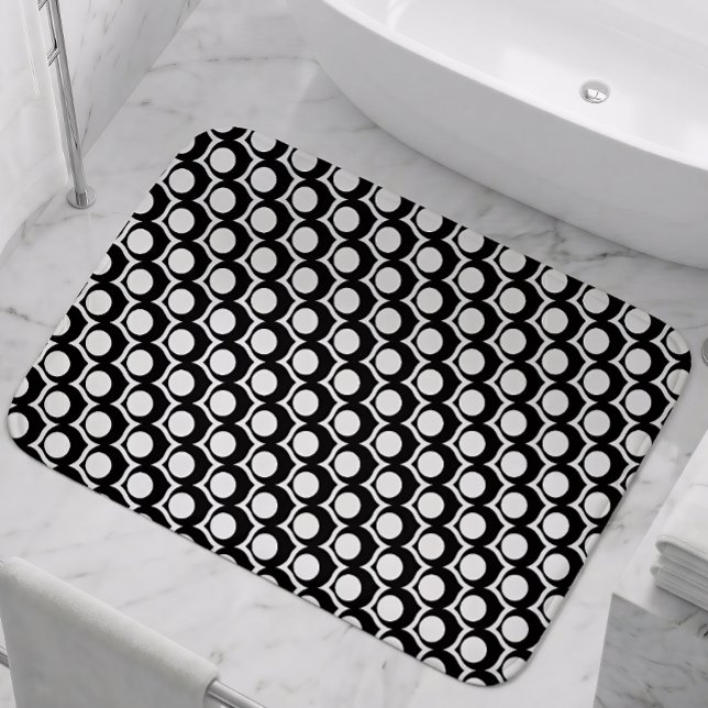 Tapis De Bain Motif géométrique moderne noir et blanc (Créateur téléchargé)