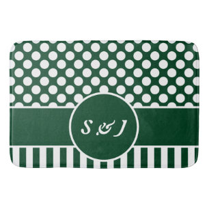 Tapis De Bain Motif géométrique moderne vert Monogramme