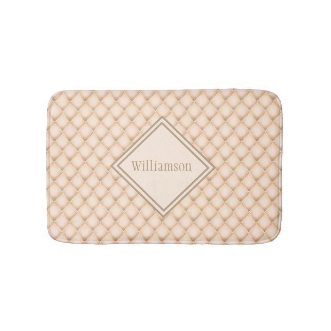Tapis De Bain Motif géométrique Monogramme Crème Beige Diamond (Devant)