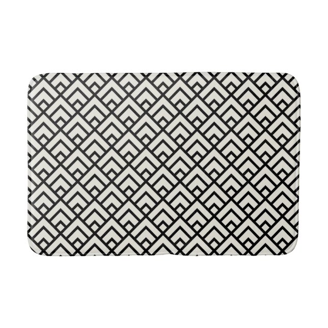 Tapis De Bain Motif géométrique noir et blanc (Devant)