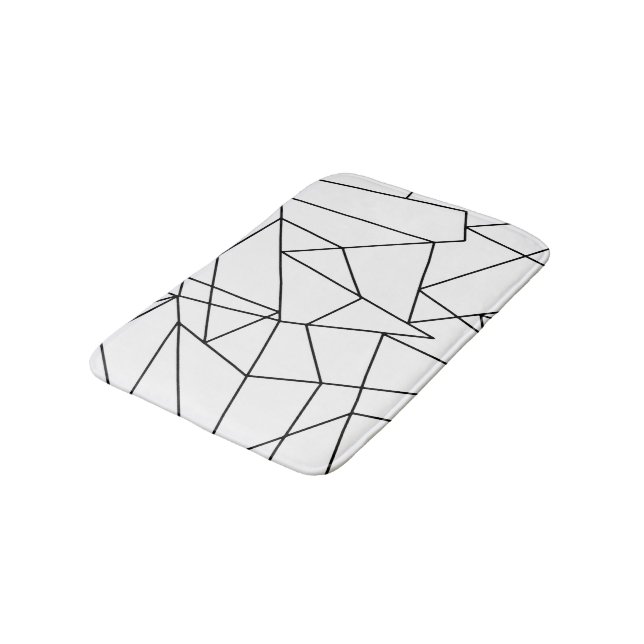 Tapis De Bain Motif géométrique noir et blanc moderne simple (Angle)