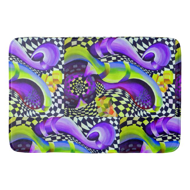 Tapis De Bain motif géométrique rétro des années 80 (Devant)