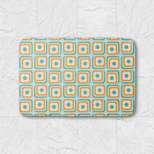 Tapis De Bain Motif géométrique rétro Floral Aqua Orange Turquoi