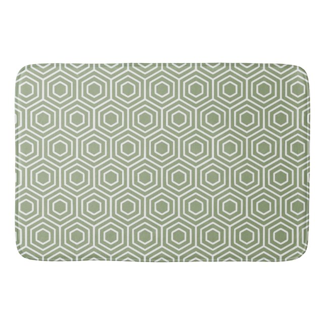 Tapis De Bain Motif géométrique Sage Green Hexagon Honeycomb (Devant)