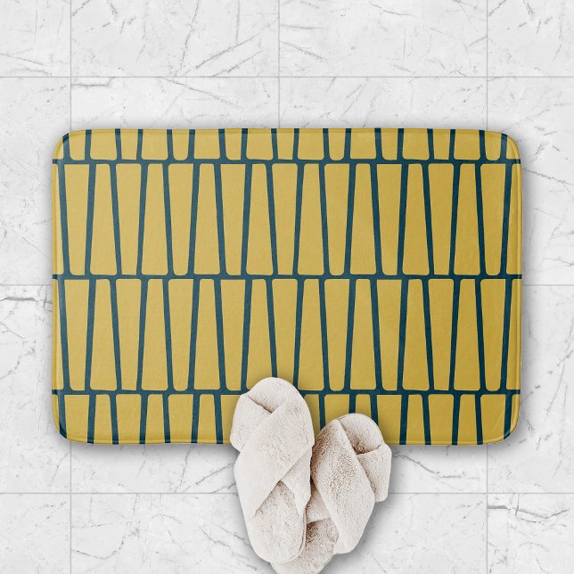 Tapis De Bain Motif Géométrique Simple Moderne Jaune Moutarde et (Créateur téléchargé)