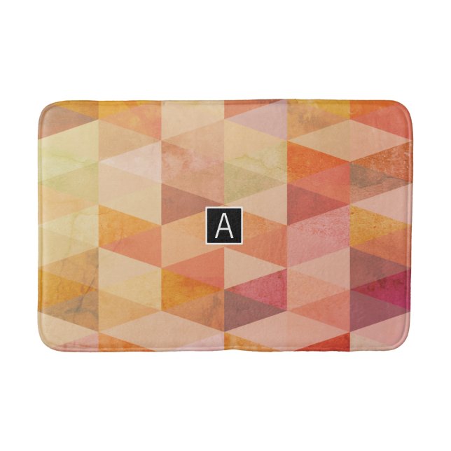Tapis De Bain Motif géométrique Triangle souple | Monogramme (Devant)