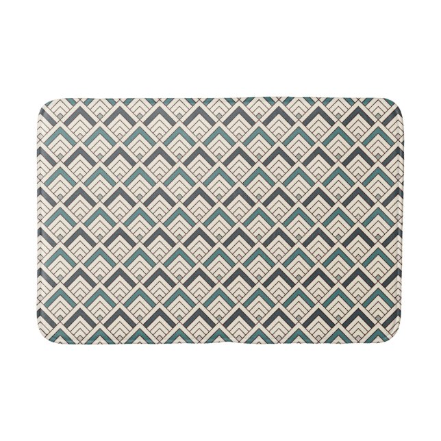 Tapis De Bain Motif géométrique turquoise (Devant)