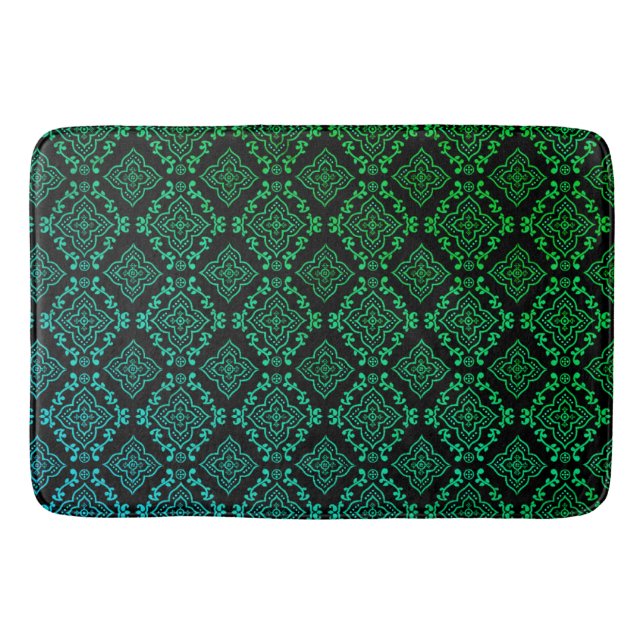 Tapis De Bain Motif géométrique vert / Impression indienne (Devant)