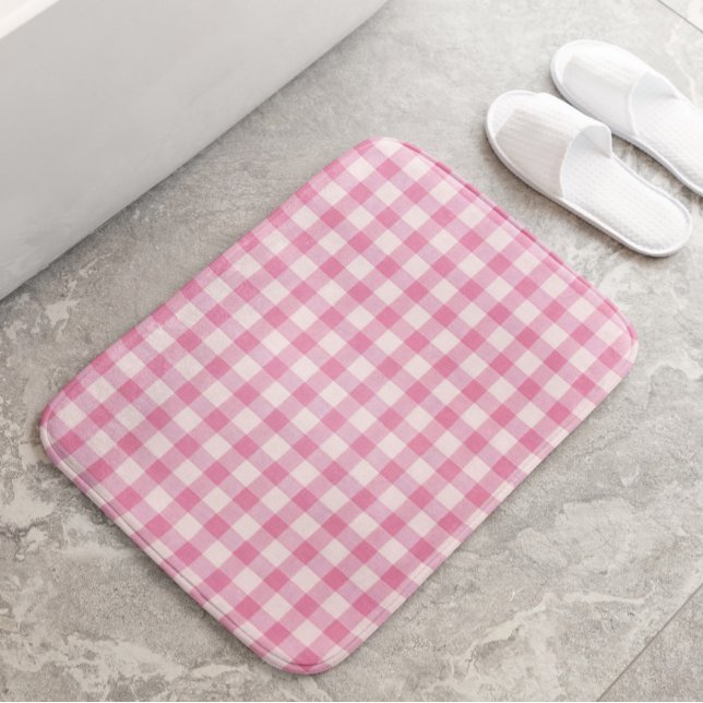 Tapis De Bain Motif Gingham Rose Bébé (Créateur téléchargé)