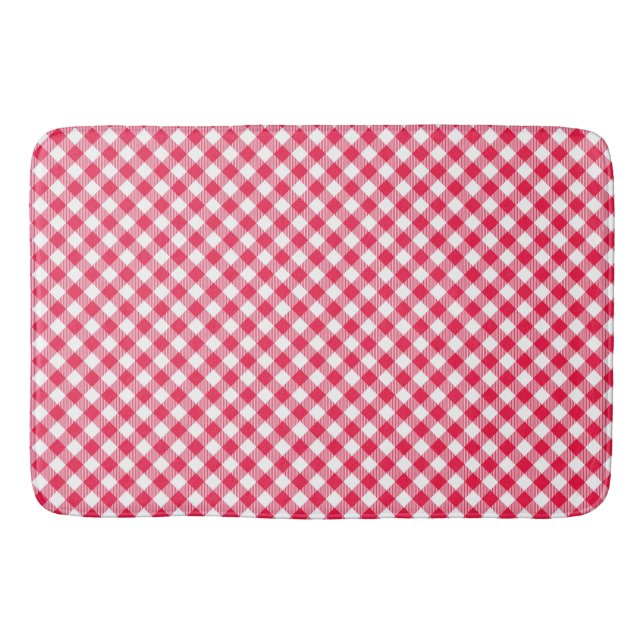 Tapis De Bain Motif Gingham Rouge et Blanc Classique Rustique (Devant)