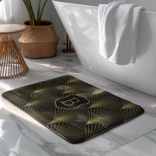 Tapis De Bain Motif Gold Art déco avec Monogramme