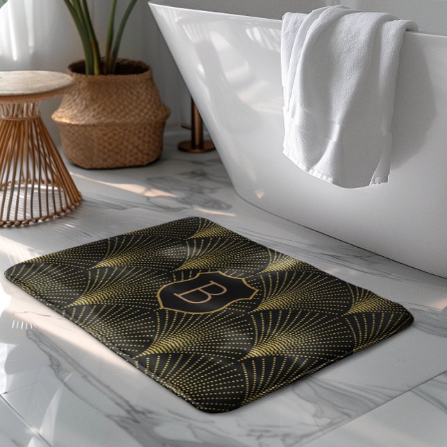 Tapis De Bain Motif Gold Art déco avec Monogramme (Créateur téléchargé)