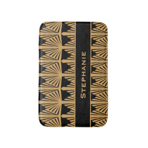 Tapis De Bain Motif Gold et Black Art Déco personnalisé