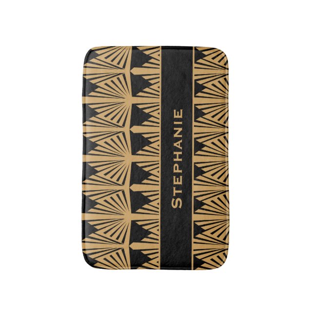 Tapis De Bain Motif Gold et Black Art Déco personnalisé (Devant (Vertical))