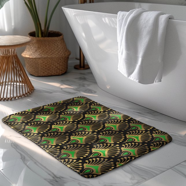 Tapis De Bain Motif Gold et Green Art Déco (Créateur téléchargé)