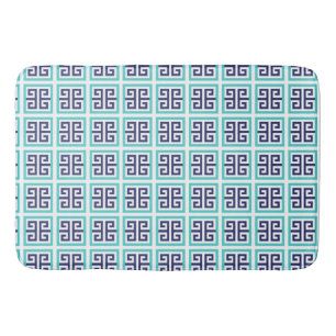 Tapis De Bain Motif grec Navy Blue Aqua