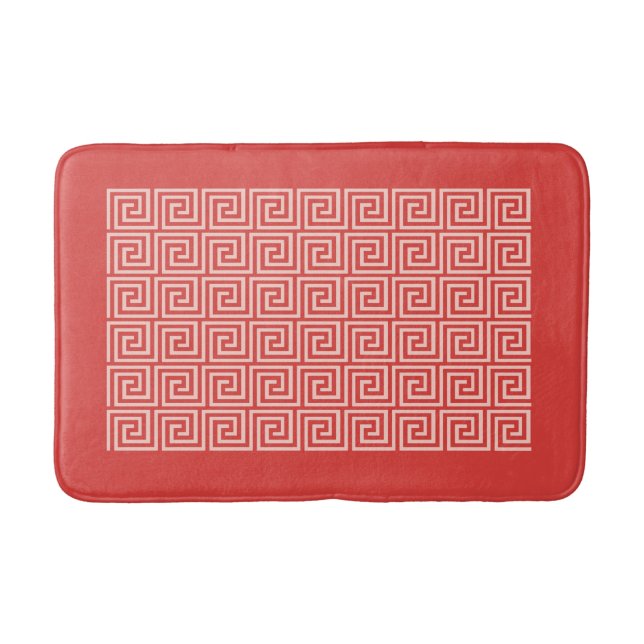 Tapis De Bain Motif grec, nuances de corail rose (Devant)