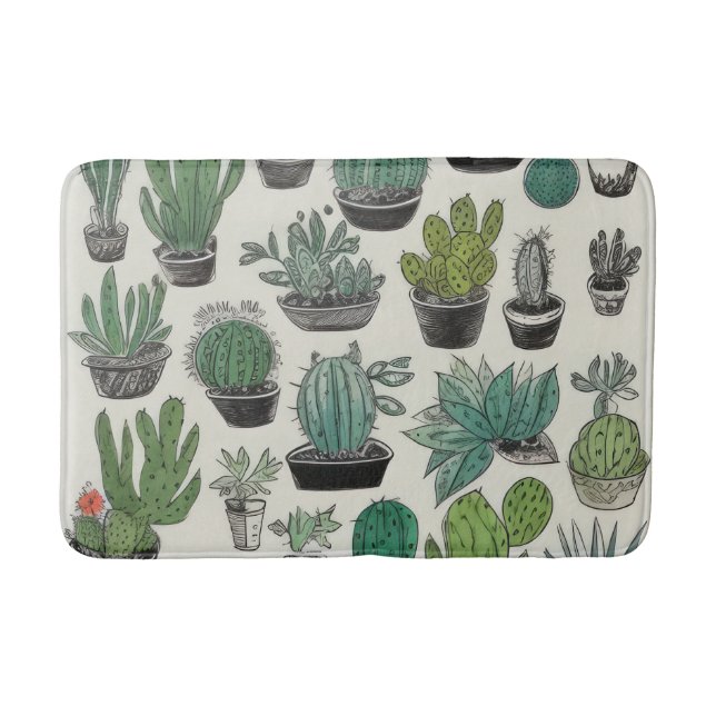 Tapis De Bain Motif Green Cactus (Devant)