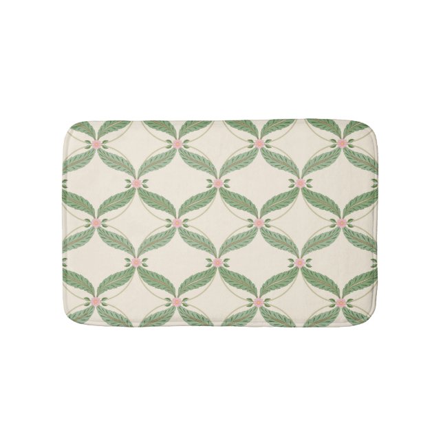 Tapis De Bain Motif Grille Fleurs Feuilles simples (Devant)