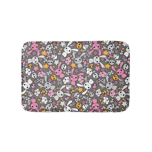 Tapis De Bain motif gris de kawaii (Devant)