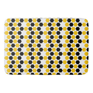 Tapis De Bain Motif hexagramme Hex Noir Noir Jaune